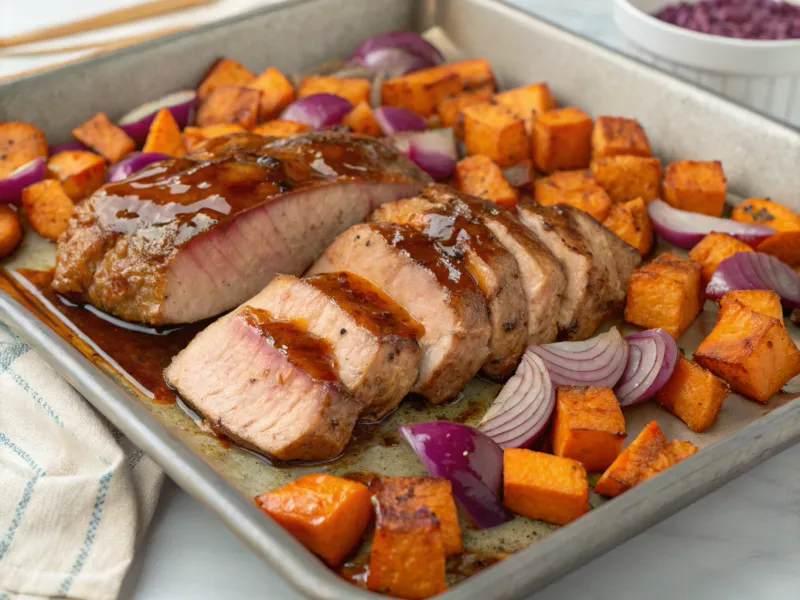 Maple Glazed Pork and Sweet Potatoes