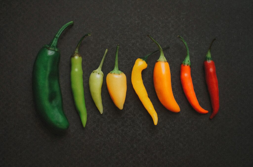 orange and green chili peppers