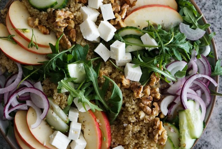 Quinoa Breakfast Bowl With Walnuts And Apples