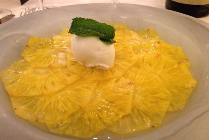 Pineapple Carpaccio With Mint Sugar