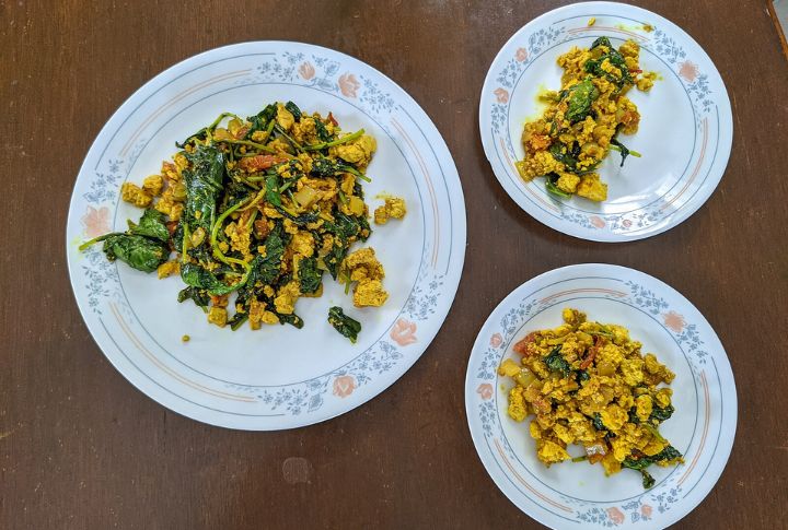 Tofu Scramble And Spinach And Mushrooms