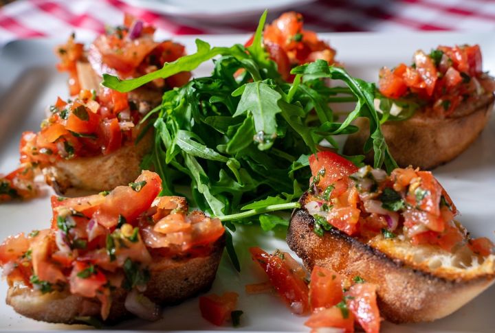 Bruschetta (Correct Pronunciation: "Broo-sket-ta")