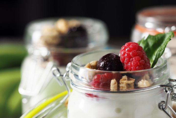 Greek Yogurt Parfait With Walnuts And Raspberries
