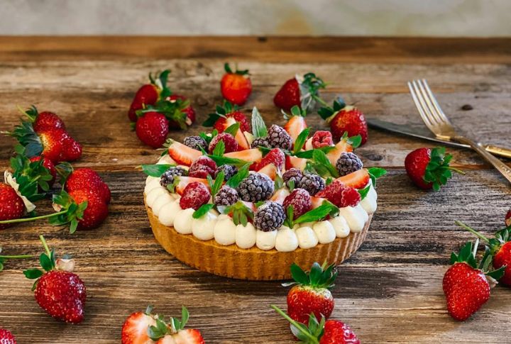 Strawberry Thyme Honey Tart