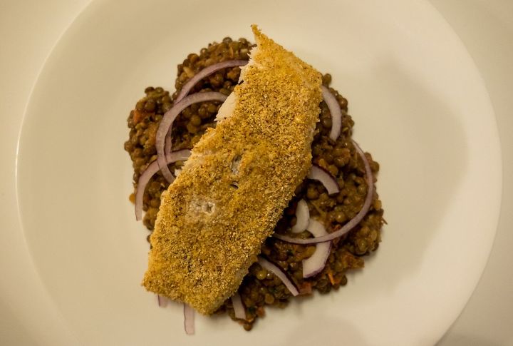 Baked Cod With Herbed Lentils