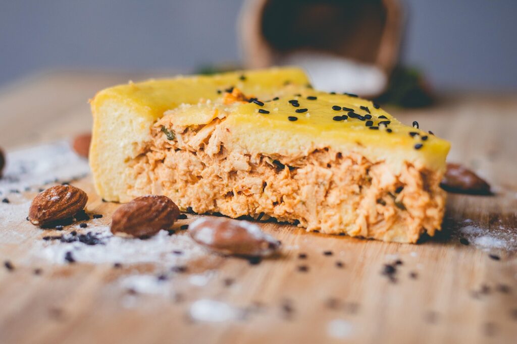 chicken pie, pie, slice, food, snack, almonds, sweet, seeds, healthy, flour, delicious, nutrition