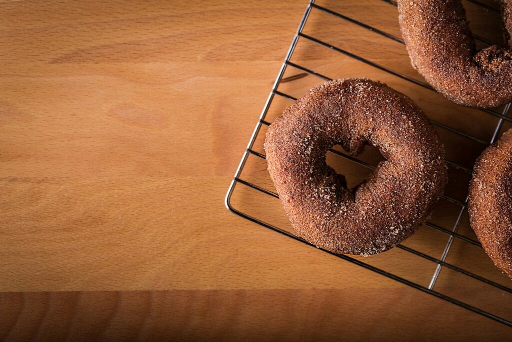 donut on gray steel stand