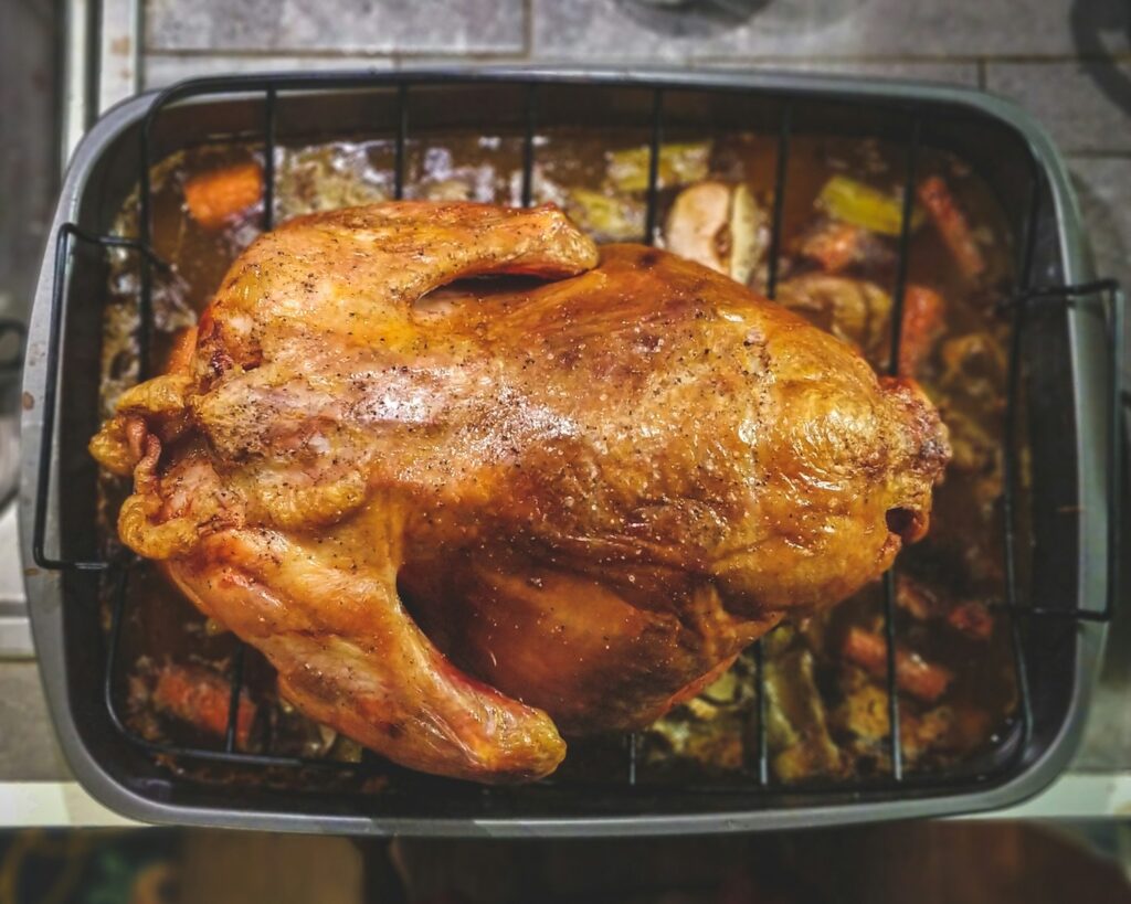 roasted chicken on top of grill