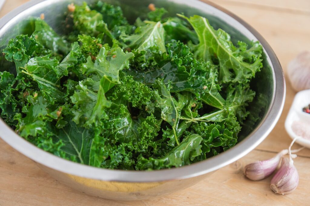 kale, garlic, chips from kale, leaves, cabbage, a vegetable, fluted leaves, nature, vegetables, healthy, iron, lettuce, green