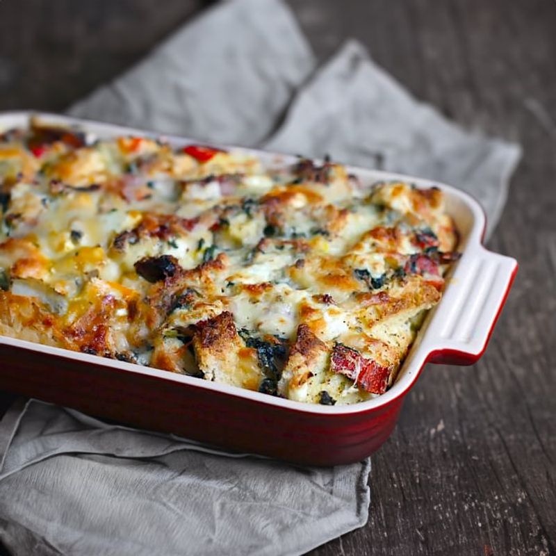 Cheese and Spinach Strata