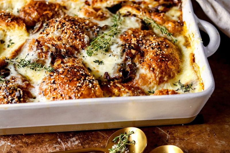 Mushroom and Swiss Breakfast Bake