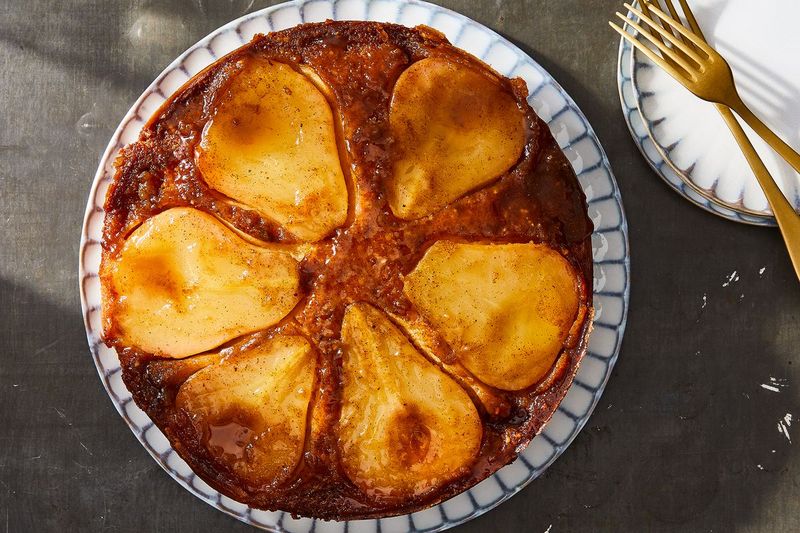 Pear Cardamom Upside-Down Cake
