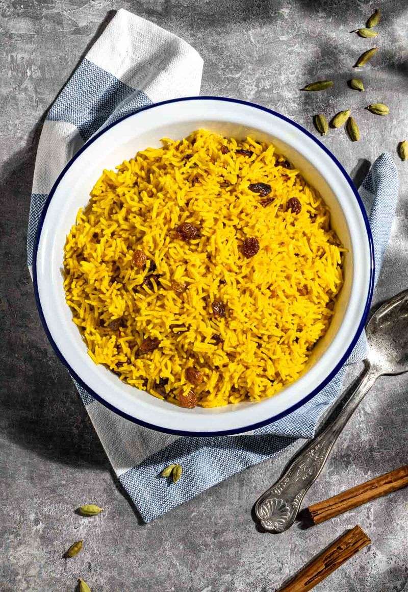 South African Yellow Rice with Raisins