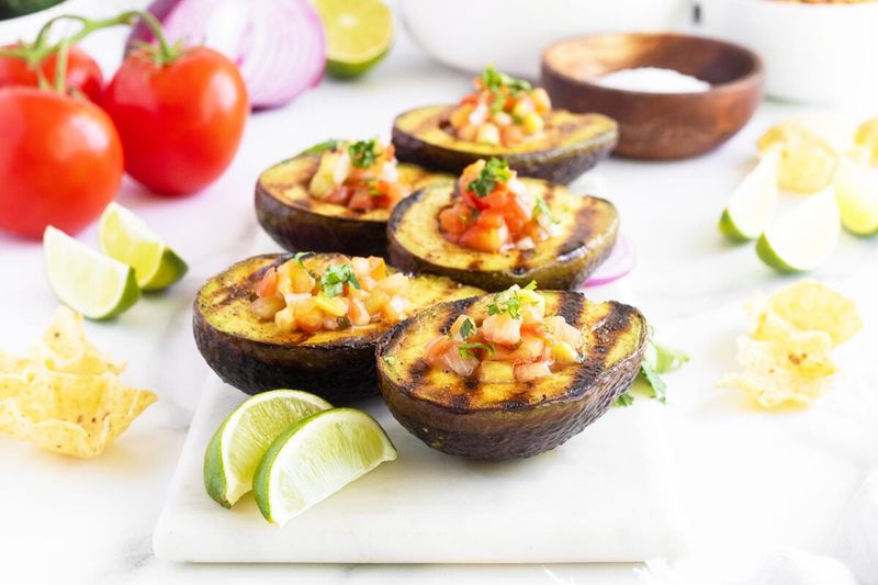 Grilled Avocado Halves with Salsa