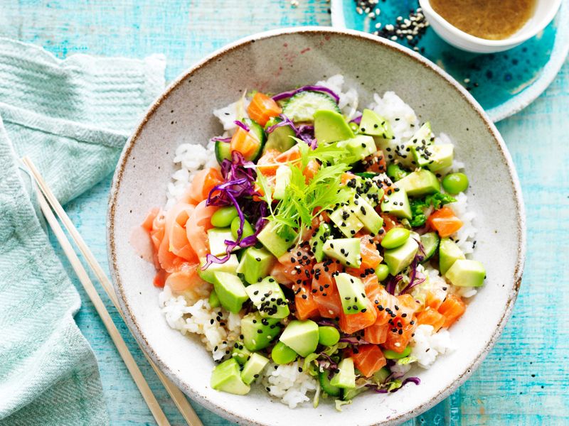 Avocado and Salmon Sushi Bowl
