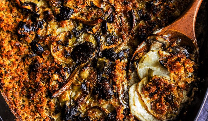 Mushroom and Leek Gratin