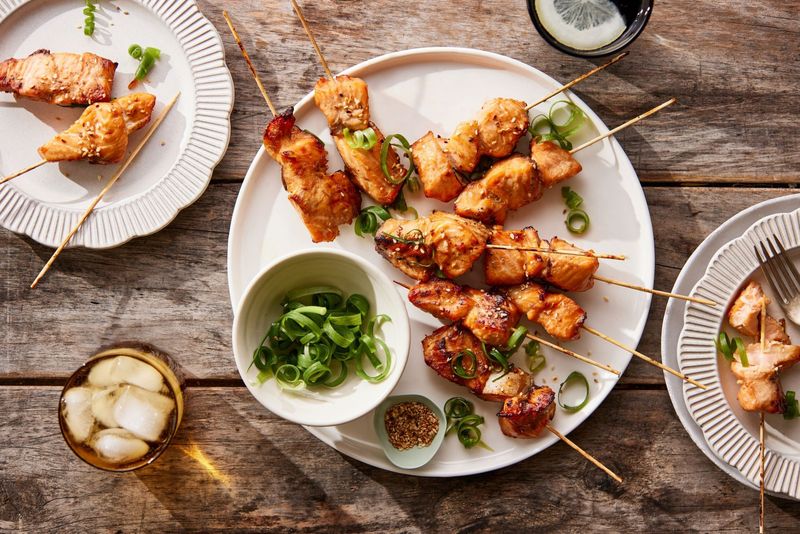 Honey Garlic Salmon Skewers