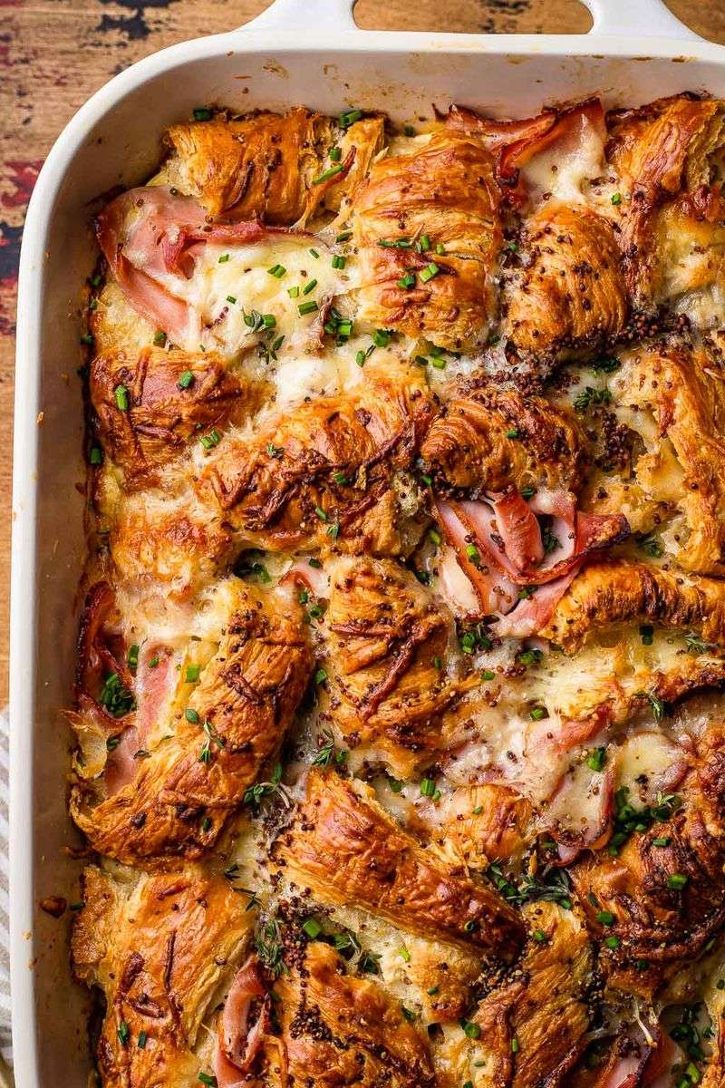 Ham and Cheese Croissant Bake