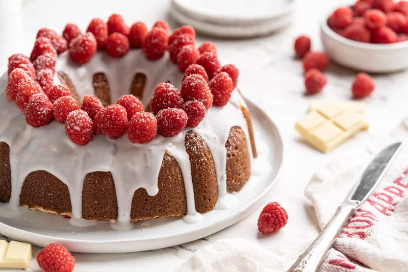 Raspberry White Chocolate Bundt Cake