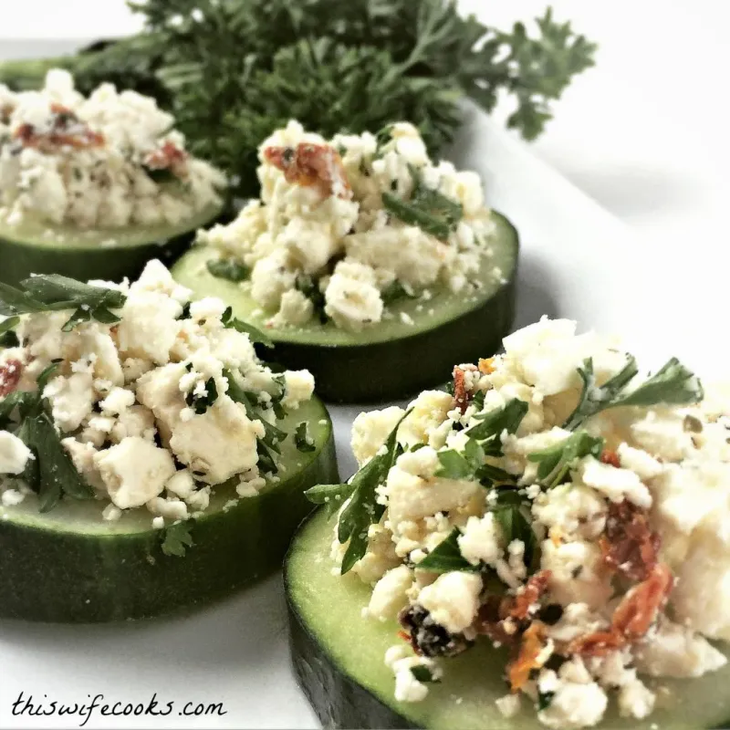Cucumber Slices with Feta Cheese
