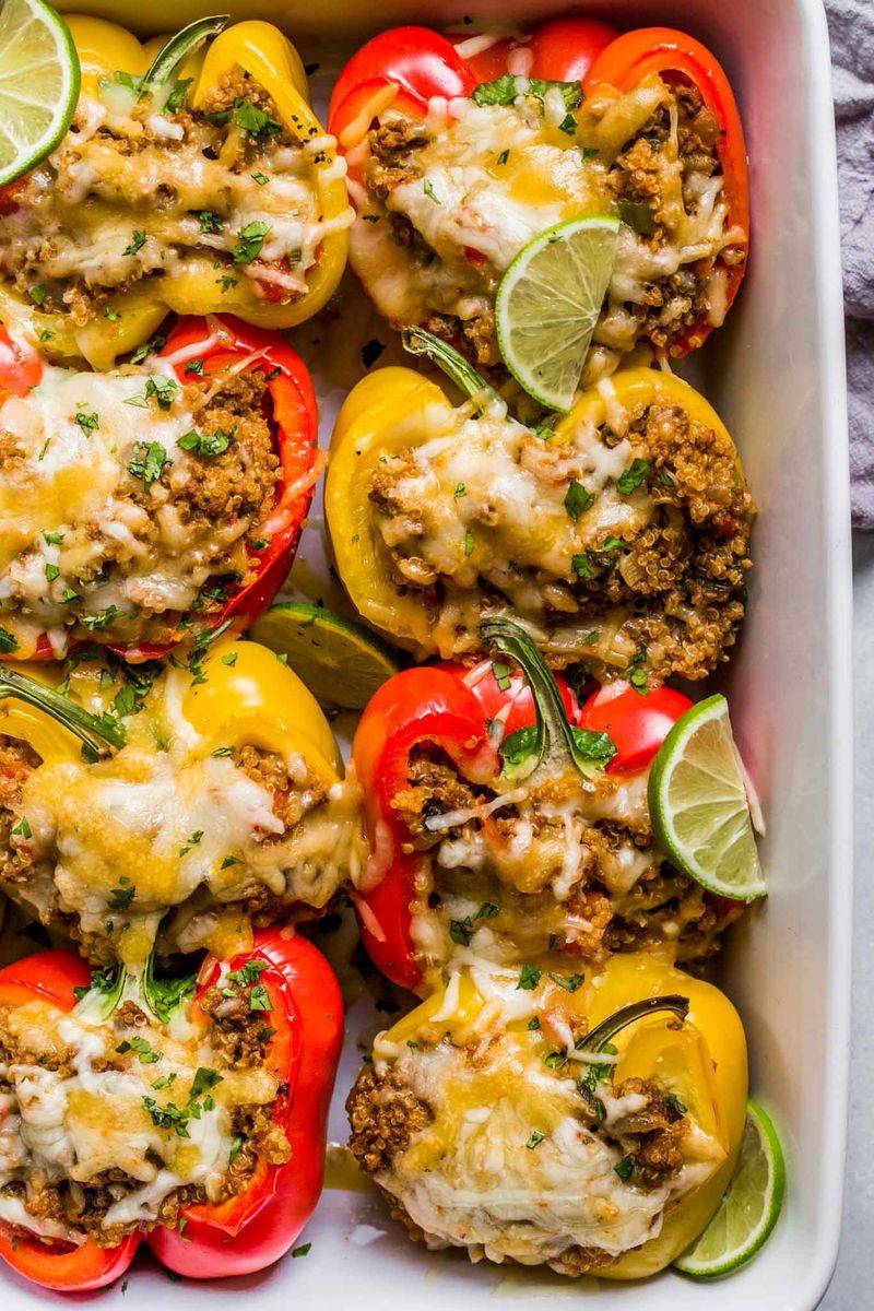 Beef and Spinach Stuffed Peppers