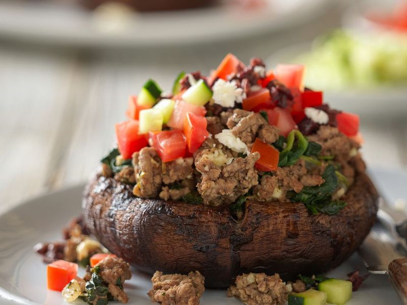 Beef and Spinach Stuffed Portobello Mushrooms