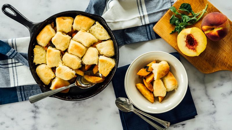 Peach Basil Cobbler