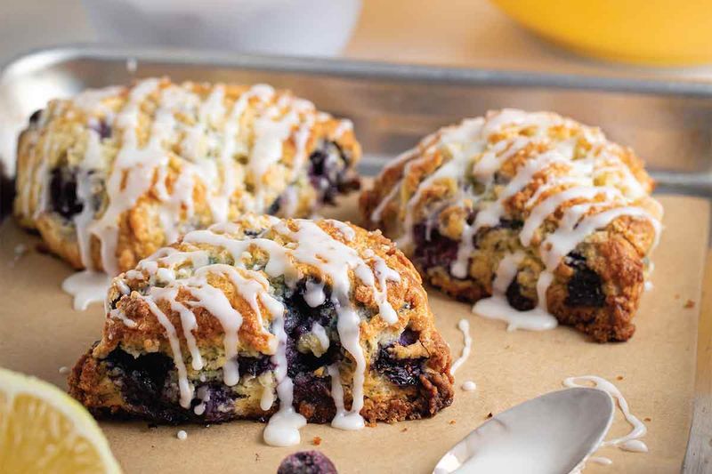 Blueberry Scones with Lemon Glaze