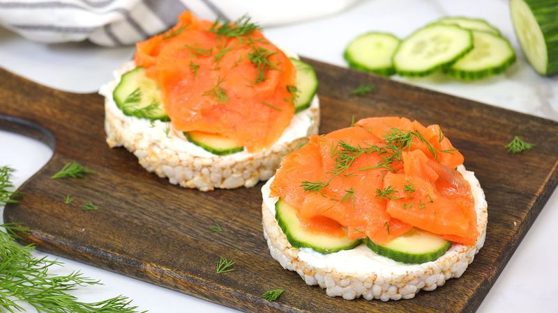 Rice Cake with Smoked Salmon