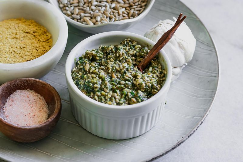 Radish Leaf and Sunflower Seed Pesto