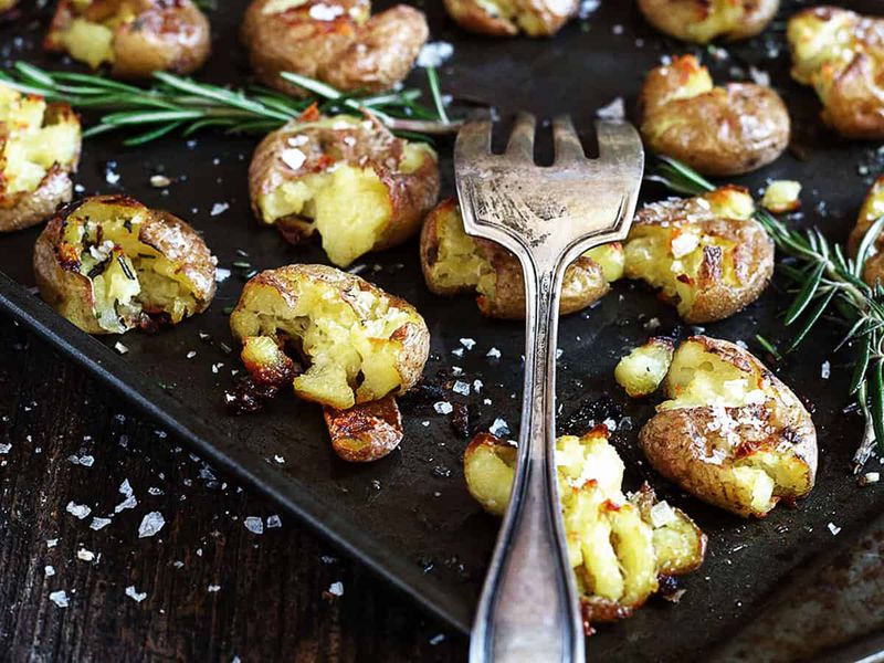 Rosemary Sea Salt Smashed Potatoes