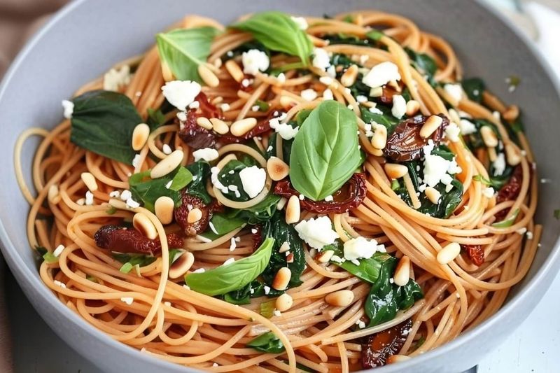 Spaghetti with Sun-Dried Tomatoes and Feta