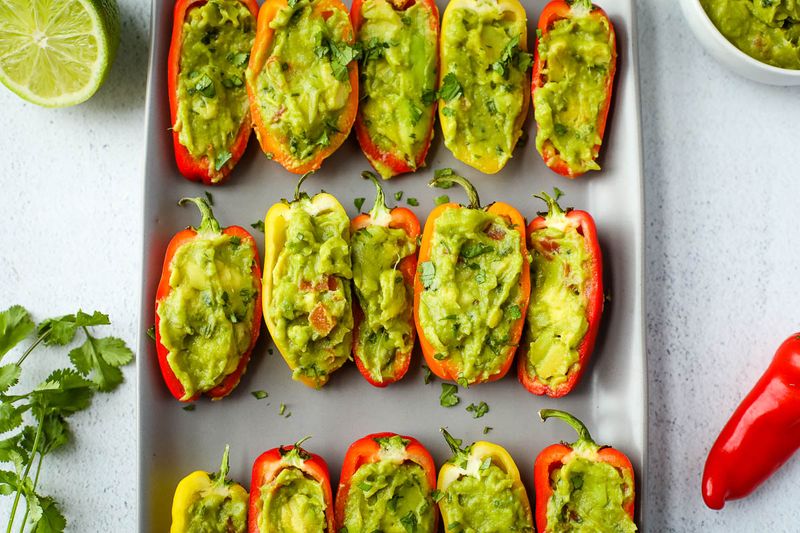 Bell Pepper Slices with Guacamole