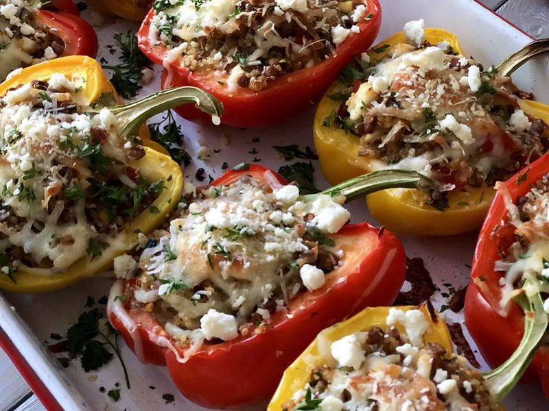 Lentil and Quinoa Stuffed Peppers
