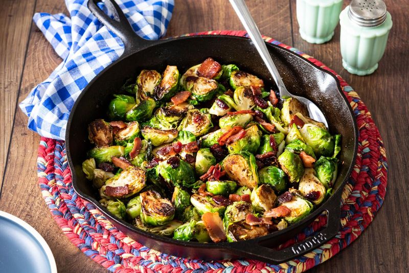 Maple Mustard Glazed Brussels Sprouts