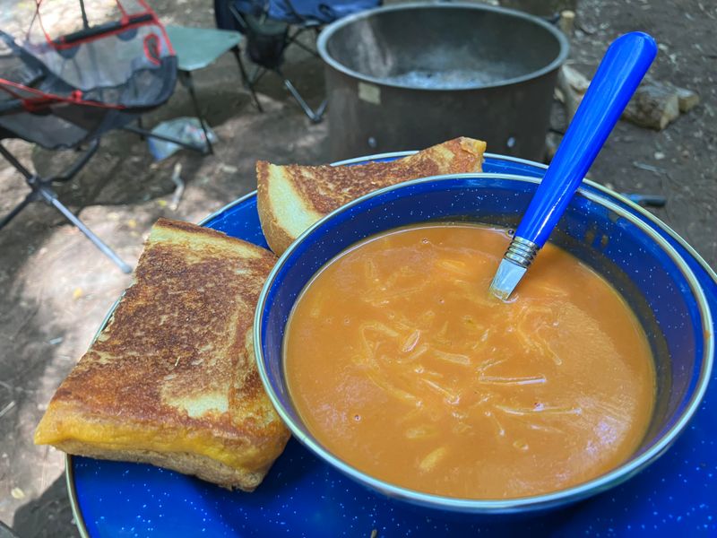 Campfire Grilled Cheese with Tomato Soup