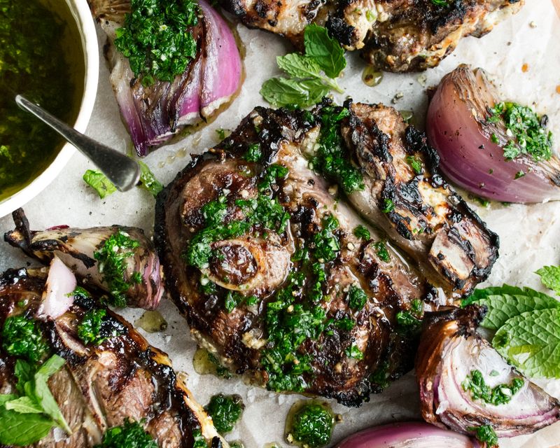 Grilled Lamb Chops with Mint