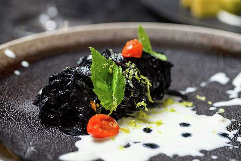 Connecticut: Squid Ink Spaghetti with Uni at Arethusa al Tavolo, Bantam