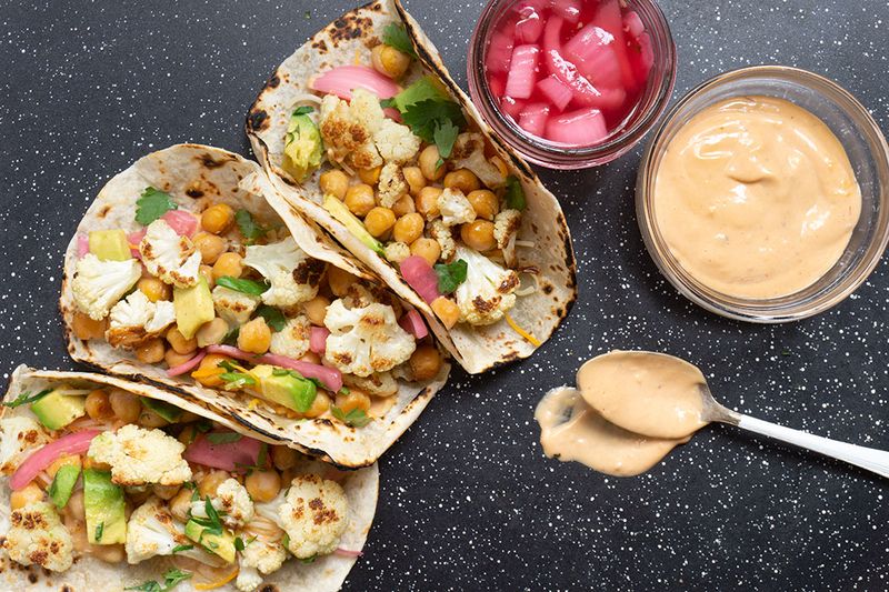 Cauliflower and Chickpea Tacos