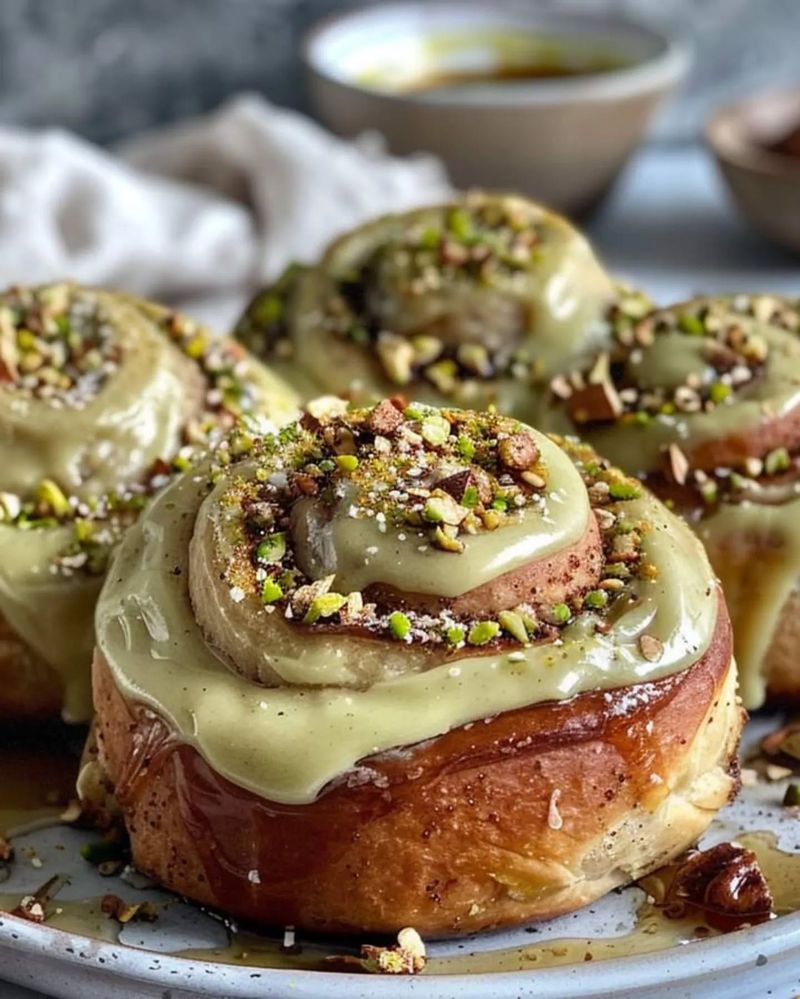 Pistachio Cardamom Cinnamon Roll