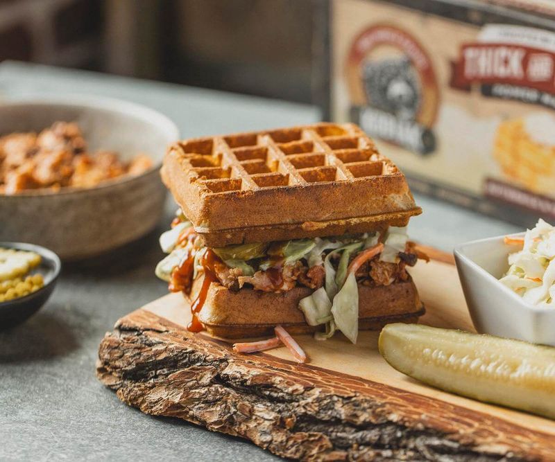 Buttermilk Waffle Sandwich with Pulled Pork