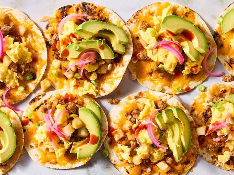 Breakfast Tacos with Chorizo and Avocado