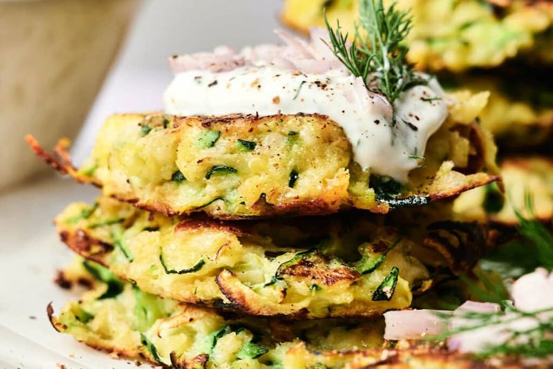 Zucchini Fritters with Tzatziki