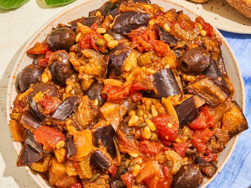 Day 20: Eggplant Caponata with Pine Nuts