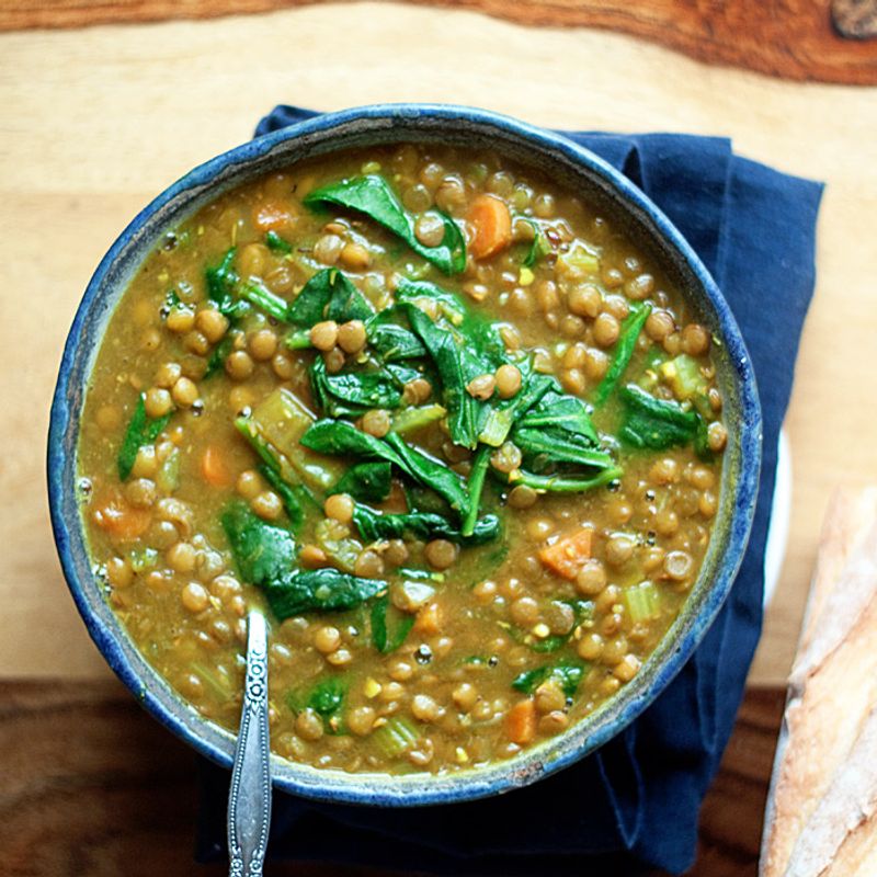 Day 4: Lentil Soup with Spinach