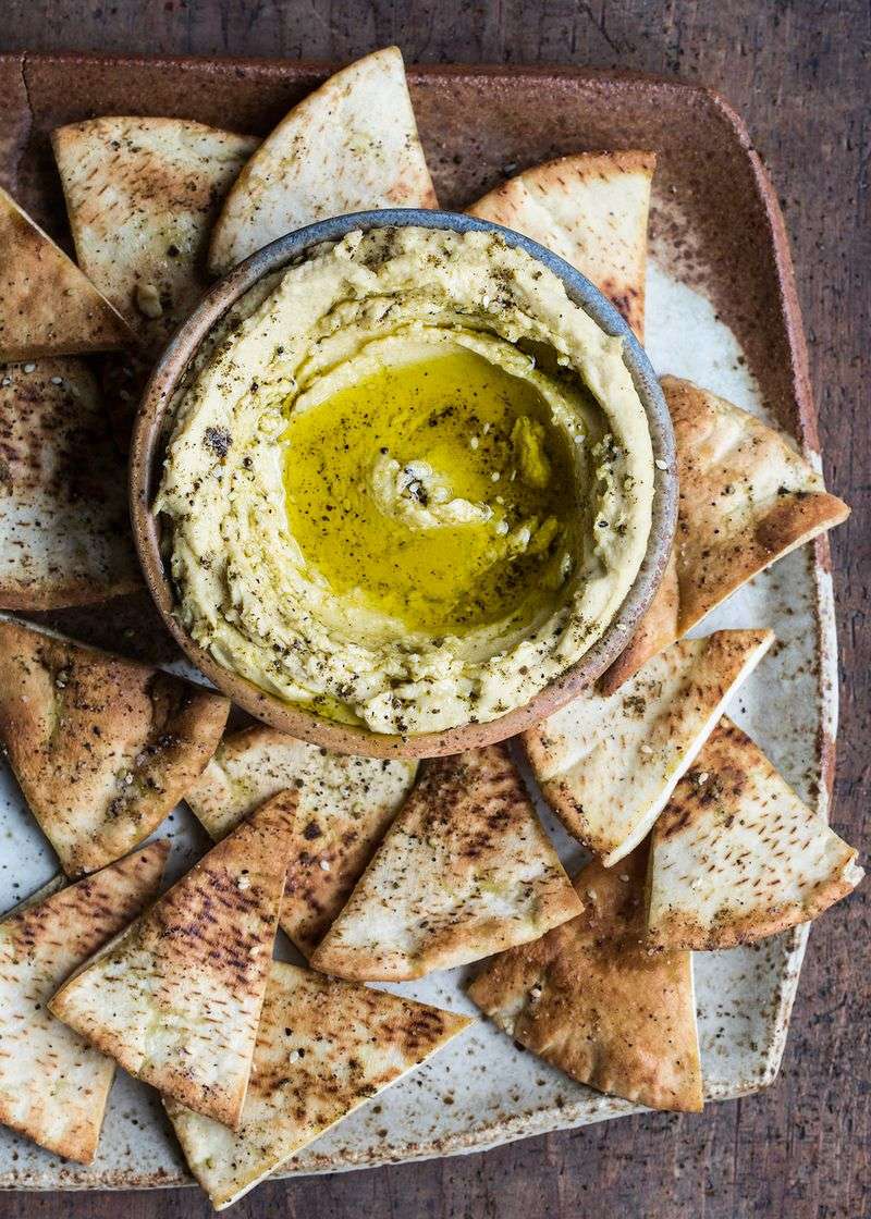 Za'atar Spiced Pita Chips with Hummus