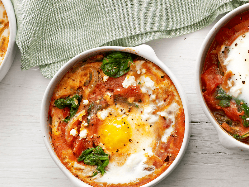 Baked Eggs with Spinach and Tomatoes