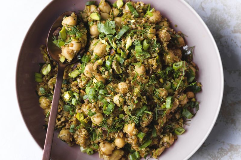 Bulgur Wheat and Chickpea Pilaf
