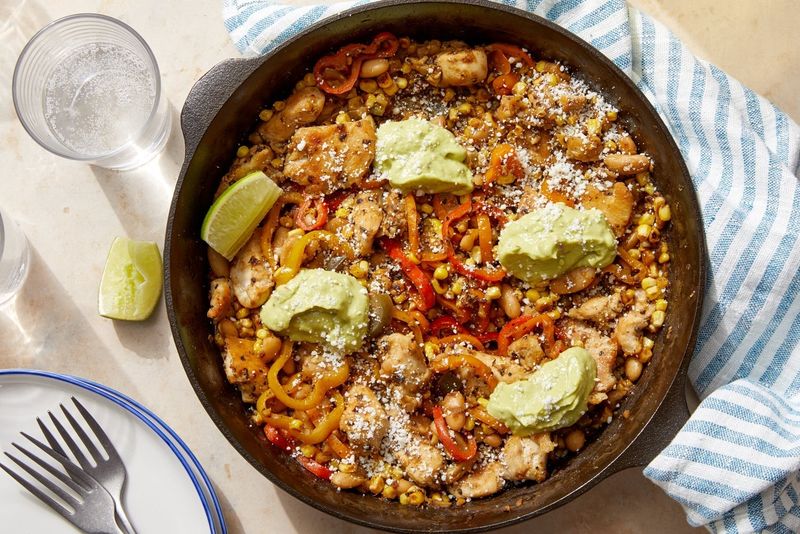Tangy Tomatillo and Chicken Skillet