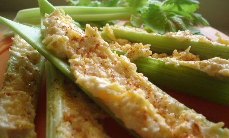 Celery with Cheese Whiz